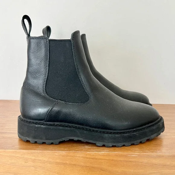 Diemme Alberone Leather Lug Sole Chunky Ankle Chelsea Boots Black Women 40 /9.5 - Picture 3 of 11